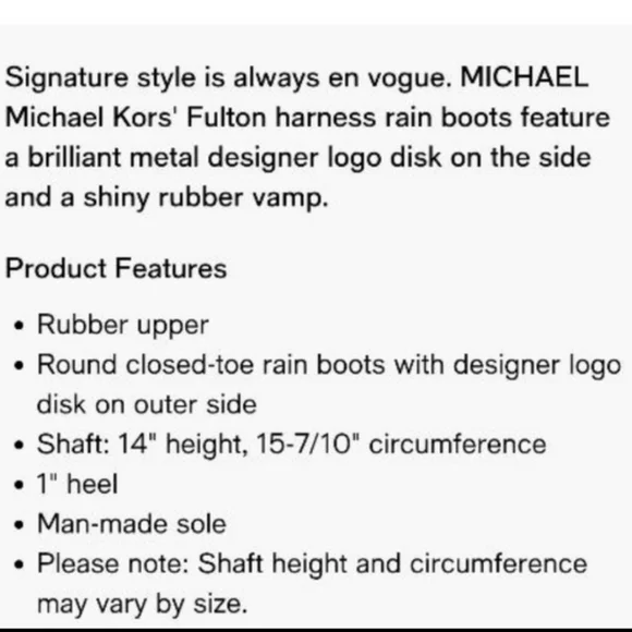 Michael Kors Fulton Tall Riding Harness Boot Black Gloss MK Logo Rain Women 8 - Picture 7 of 11
